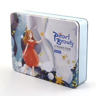 China Recyclable Exquisite Tin Box Rectangle Mask Tin Box Cosmetic Tin Box Rectangle Tin Box For Food Grade for sale