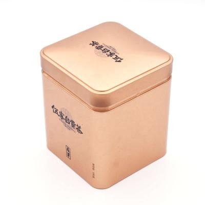 China Gold Tea Tin Can Tin Box With Airtight Lid Custom Printed High Quality Tea Tin Square Tea Tin Can for sale