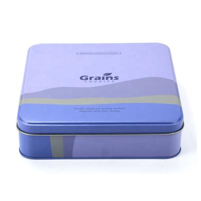 China Custom Square Biscuit Tin Box High Quality Biscuit Tin Box Food Grade Square Biscuit Tin Box for sale