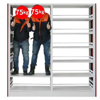 China Hot Selling School Home Furniture Library Cabinet Double Sided Metal School Library Steel Book Shelves for sale