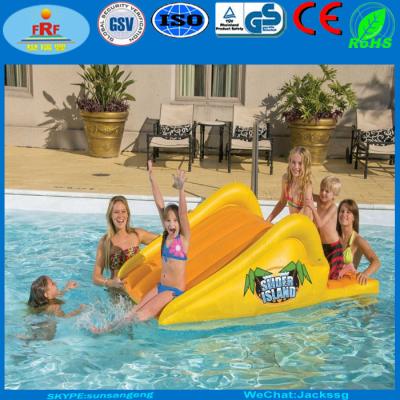 China Water Sports Inflatable Swimming Pool Floating Slide, Inflatable Slider Island Inflatable Swimming Pool Floating Slide for sale