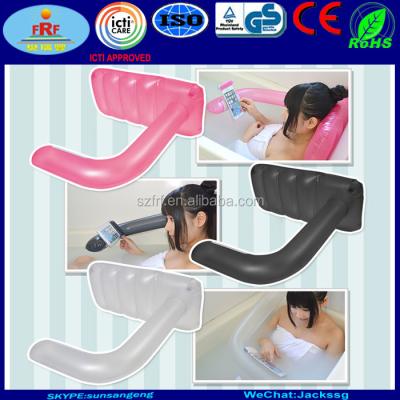 China Inflatable Hands Free Inflatable Phone Holder Bath Pillow, Plug Phone In Inflatable Tub Bath Pillow for sale