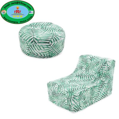 China Garden Foldable Or Green Leaf Camping Nylon Covered Inflatable Sofa Chair With Ottoman for sale