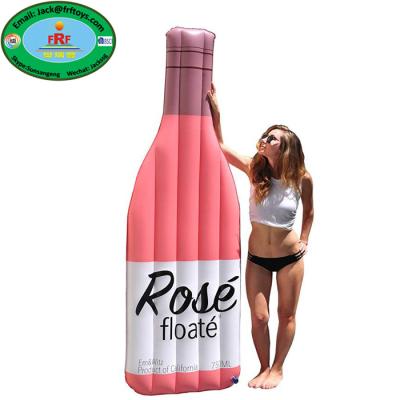 China 0.22mm PVC Summer Party Pool Fun Promotions Giant Inflatable Champagne Bottle Shape Mattress Pool Float Raft for sale