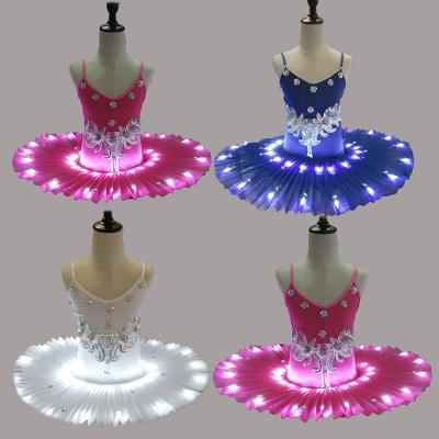 China New Style Performance Stage Dresses White Flower LED Swan Lake Leotard Girl Dancer Professional Ballet Tutu for sale