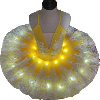 China Yellow Classical Puffy Professional Ballet Dresses LED Flower Tutu For Girls for sale