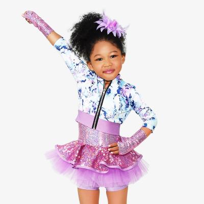 China Child Dance Dresses Girl Purple Beautiful Sequins Toss Net Yarn Tutu Cloak Ballet Costumes Costume for sale