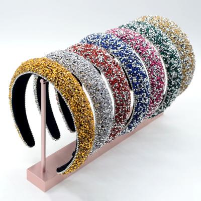 China New Headband RS88 Smart Casual Baroque Rhinestone Sponge Wide Brimmed Headband for sale