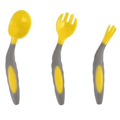 China BPA Free Wholesale OEM Food Grade Silicone Baby Feeding Spoon Set 3pcs Dishes and Spoons for sale