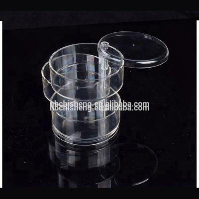 China Durable Clear Plastic Round PS 3 Layer Movable With Lid Ring Acrylic Box With Lid for sale