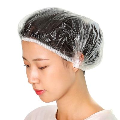 China Hotel Viable Clear Plastic Waterproof Disposable Travel Hats Disposable Travel PE Bathroom PE Bath Transparent Shower Caps for sale