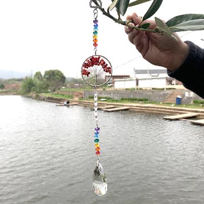 China For Good Luck Energy Catcher Energy Catcher Window/Wall Decoration Crystal Stone Tree Of Life Dream Catcher 7 Chakra Signs for sale