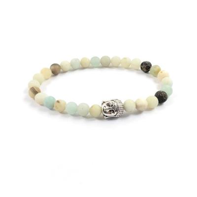 China CLASSIC Hot Sale 6mm Amazonite Bracelet Gemstone Beaded With A Buddha Head Bead for sale