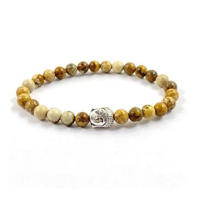 China CLASSIC Women Jewelry Fashion Buddha Head Yellow Jasper 6mm Gemstone Bead Bracelet for sale