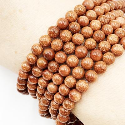 China None Wholesale Sand Gold Stone Semi-Natural 6 Mm Strands Round Gemstone Beads for sale