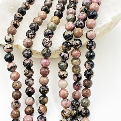 China None Sell Wholesale Rhodonite Gemstone Beads Than Strands Around Natural Gemstone DIY Bead for sale