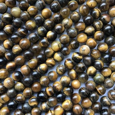 China Wholesale Fashion Shiny Natural Mineral Fake Stone Round Tiger Eye Gemstone Beads for sale