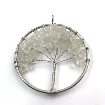 China Vintage Custom Handcrafted Fashion Around Beaded Rock Crystal Tree Of Life Pendant for sale