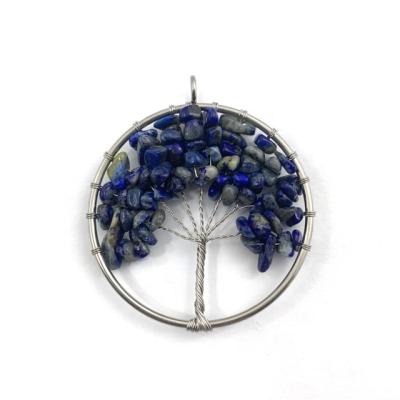 China Wholesale handmade vintage fashion 50MM lapis lazuli beaded tree of life pendant for sale