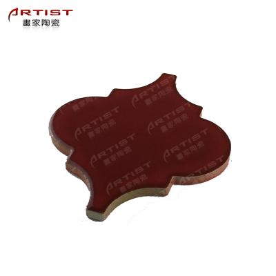 China Rustic Porcelain Tile Lantern Mosaic Tile Polished Red Glass Ceramic Wall Art Decor for sale