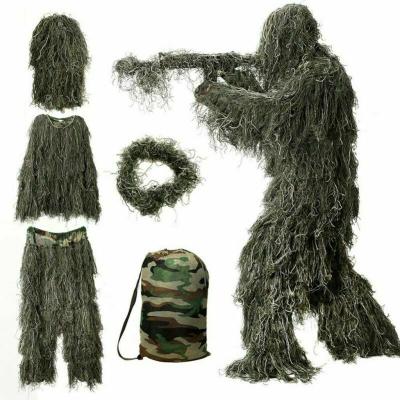 China 3D Polyester Hunting Ghillie Suit Sniper Tactical Military Camouflage Army Shooting Jungle Clothes Outdoor Birding Pretend Suit for sale