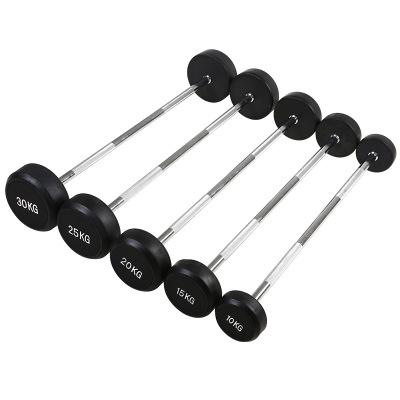 China Wholesale Durable Cheap Round Head Rubber Barbell Fixed Weights Forming Squat Training for sale