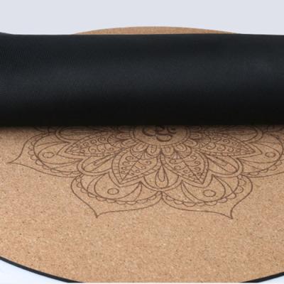 China Meditation Plasticity 60*60*0.3cm Multifunctional Cork Natural Rubber Round Yoga Mat for sale