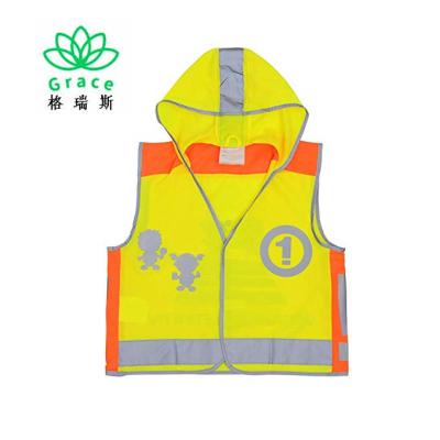 China High Safety Vest Kids Visibility Vest With Hood And Heat Transfer Reflective Logo for sale