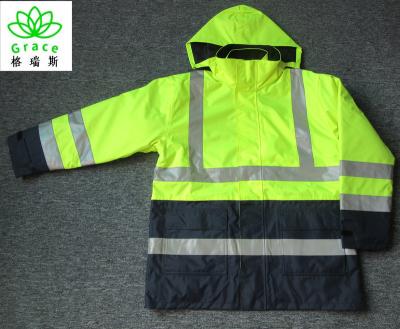 China Long Parka Jacket Winter Waterproof Hi Vis Traffic Safety Reflective Coat Windproof for sale