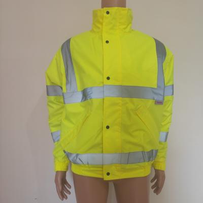 China Men's Visibility Reflective Jacket Water Proof Hi Safety Fluorescent Yellow Warm High Vis Bomber Style Padded Winter Safety for sale