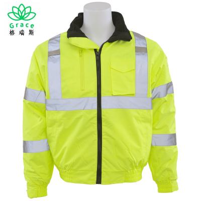 China Bomber Jacket China Factory Hi VIS Viz High Visibility Bomber Jacket Workwear Construction Reflective Safety Jacket Yellow for sale