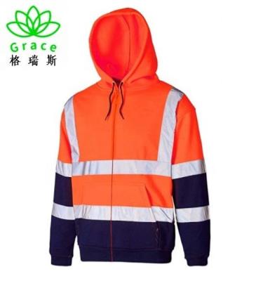 China High Visibility Fleece Jacket Hi Viz Safety Hoodie Fleece Single Top Reflective Workwear Sweater Work Jacket for sale