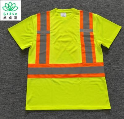 China Hi Vis T-Shirt Bird Eye Short Sleeve Hi Vis High Visibility Reflective Safety T-Shirt for sale