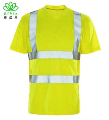 China Hi Vis Hi Viz Vis Round Neck Tape Work Safety Safety T-Shirt Short Sleeve T-Shirt Reflective Bird Eye for sale