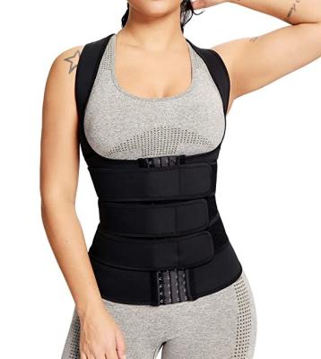 China Adult Neoprene Sports Sauna Sweat Waist Trainer Vest With 3 Adjustable Straps Private Label Fitness Wear 2021 à venda