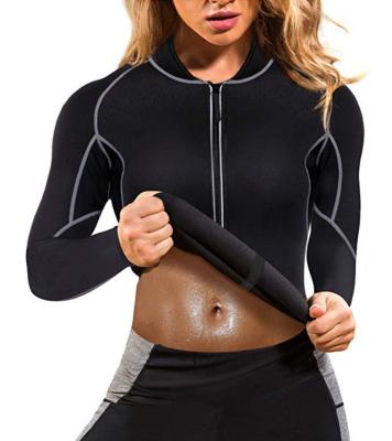 China 2021 Breathable New Neoprene Weight Loss Sauna Suit Workout Shirt Body Shaper Fitness Jacket Gym Sweat Top Long Sleeve for sale