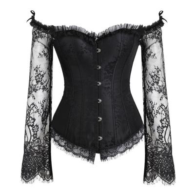 China Antibacterial Sexy Women's Long Sleeve Yard Corset Breathable Lace Up Bustiers Corset Off Shoulder Party Club Wedding zu verkaufen