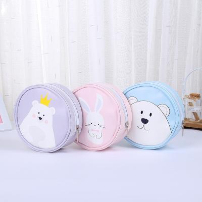 China NATIONAL Custom Made Cosmetic Bag Mini Round Portable Toiletry Bag Travel Cosmetics Storage Bag with Handle for sale