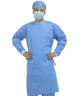 China Custom Made 100% Polyester Repellent Surgical Gown Medical Disposable Liquid PPE Gown With Raglan Sleeves for sale