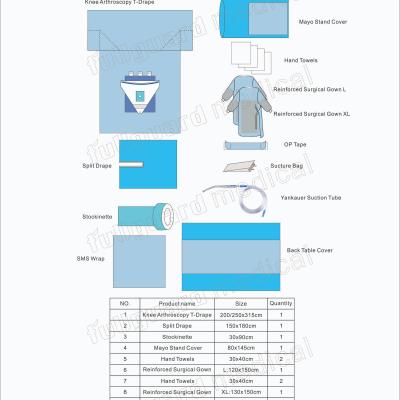 China OEM Acceptable Medical Disposable Sterile Arthroscopy Surgical Pack With Pouch / Arthroscopy Kits With Mayo Standard Cover for sale