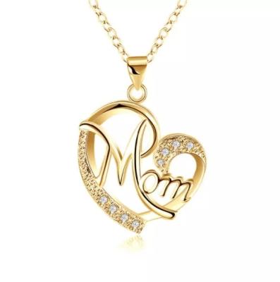 China CLASSIC 18K Gold Plated Mother's Day Gift 3 Colors Letter Mother's Birthday Brass Jewelry Necklace for sale