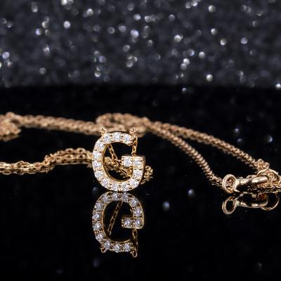 China Diamond Letters Real Gold made to order romantic with Diamond Necklace produced by lab for sale