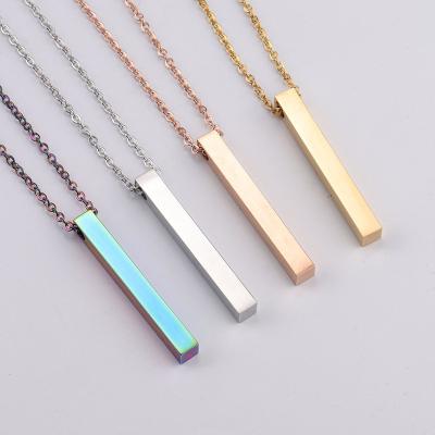 China FASHIONABLE Custom Engraved Personalized DIY Square Stainless Steel Pendant Necklace for sale