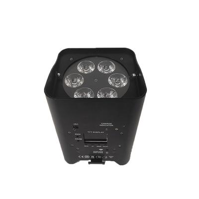 China 400 Meters Indoor Rechargeable IR 6x18W RGBWAUV 6in1 DMX Par Led Wifi Up Lighting Uplights Battery Powered Radio for sale