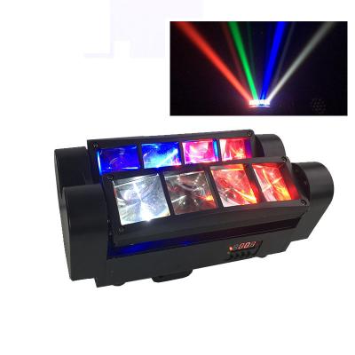 China High Quality Led Moving Head 8pcs 3w RGBW 4in1 Spider Mix Light DJ DMX 512 Sweeper Double Stage Bars Pulse Beam Strobe Beam Color Effect Stage Light mini effect for sale