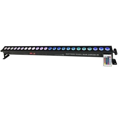 China Built-in Over 9 Built-in Programs DMX Stage Light Bar Battery LED Wall Washer Lighting 24*3W RGB 3in1 Pixel Control For Project Wedding for sale