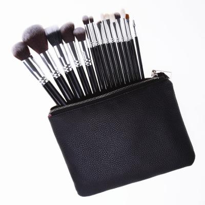 China Angular Blush Private Label Makeup Brushes Custom Logo Foundation Makeup Brushes With Black PU Bag for sale