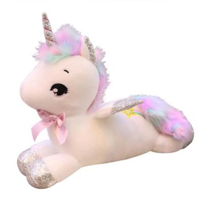 China Cute Plush Stuffed Unicorn Toy Super Soft Cuddly Stuffed Doll Customized Logo for sale