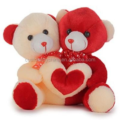 China Twin Bear with New Valentine Gift Plush Toy Red Heart Teddy Bear with Red Heart LOGO Cartoon Cute Stuffed Animal Custom Toy Valentine Bear Soft Plush for sale