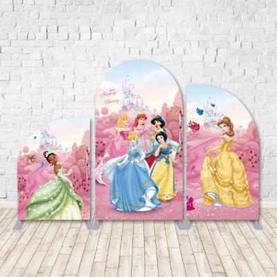 China Events like Birthday Parties SINGLE DISPLAY Customize Princess Arch Backdrop Fabric Print Backdrop Baby Shower Wall Decorations Backdrop Stand for sale